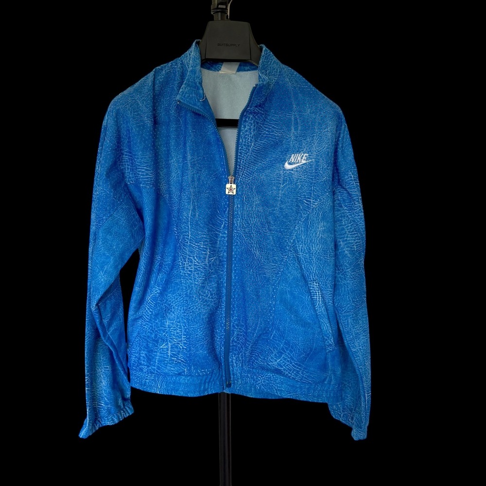80's Nike Blue Elephant Print Track Jacket Full Zip Windbreaker Star Pull XL